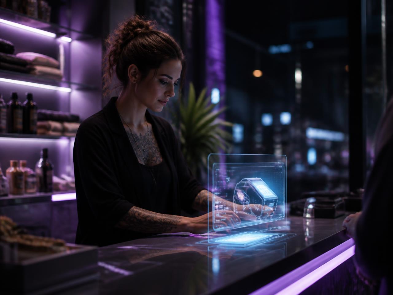 Business owner handing a receipt to a customer at the counter